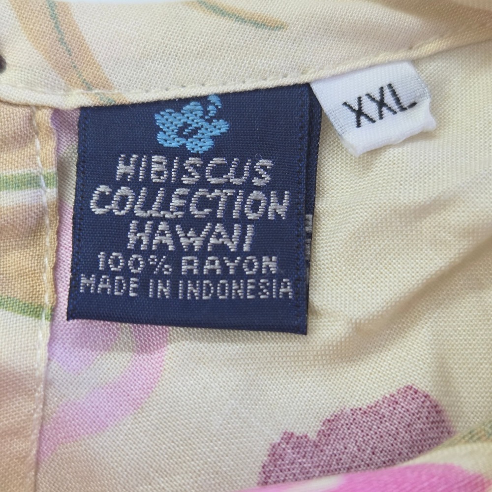 Hibiscus Collection Hawaii Shift Dress Womens XXL Yellow Pink Tropical Rayon - Picture 3 of 7